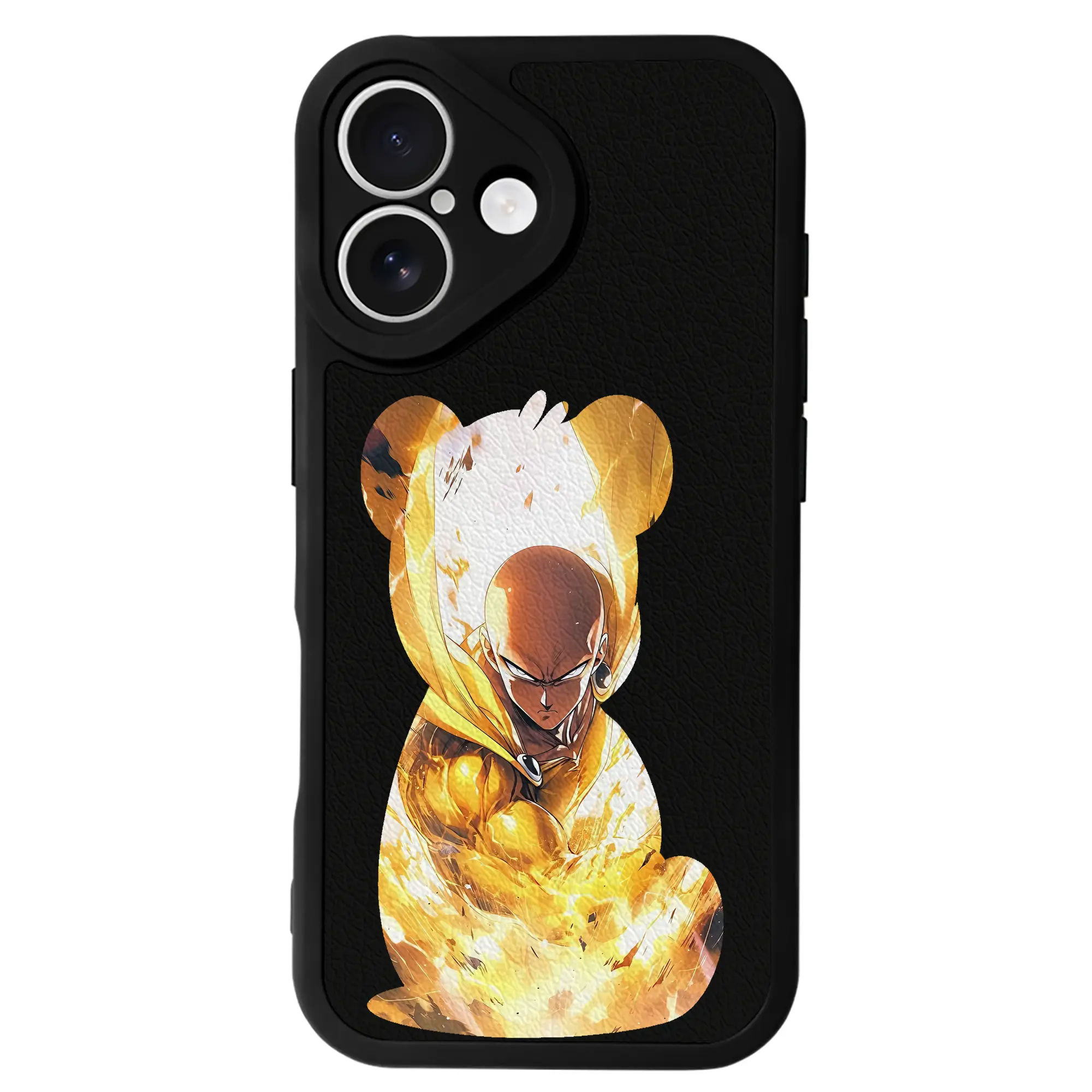 ワンパンマン グッズ サイタマ - IPhone 16シリーズ対応 ・ シリコンスマホケース ・ レザー調 ・ 高精度フィット ・ 耐衝撃 ・ ワイヤレス充電対応 ・ 精密カット